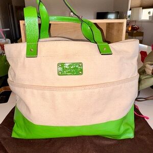 Kate Spade Green and Cream Tote